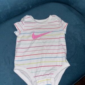 Nike Baby Bodysuit - White with Pink and Multicolor Stripes